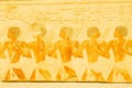 Egyptian soldiers depicted on the temple wall Royalty Free Stock Photo