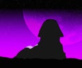 Egyptian sphinx with an ancient moon in the backgound Royalty Free Stock Photo
