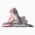 Egyptian sphinx in front of the pyramid of Giza watercolor illustration Royalty Free Stock Photo