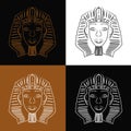 Egyptian sphinx head line art logo design in 4 colors model. Icon, simple element line art logo egyptian sphinx