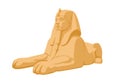 Egyptian Sphinx Isolated on White Background, Ancient Egypt Landmark, Statue in Giza Desert, Stone Monument, Tomb