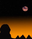 Egyptian sphinx and pyramids with the planet mars at an ancient time Royalty Free Stock Photo