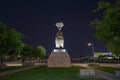 Egyptian Sphinx statue sculpture Downtown Miami Museum Park shot at night