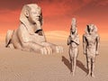 Egyptian sphinx and statues