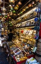 Egyptian Spice Market and Side Street Markets With Turkish Lanterns in Istanbul, Turkey.