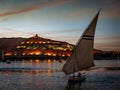 Egyptian sunset on the Nile with Felucca boat Royalty Free Stock Photo