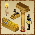 Egyptian symbols of ancient civilization, big set