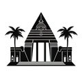 Egyptian Temple Icon, African Palace Isolated, Ancient Silhouette, Historical Egyptian Castle Minimal Design