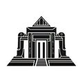 Egyptian Temple Icon, African Palace Isolated, Ancient Silhouette, Historical Egyptian Castle Minimal Design