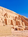 Egyptian temple of Ramses II in Abu Simbel with giant statues to Lake Nasser Royalty Free Stock Photo