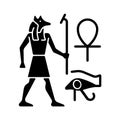 Egyptian wall drawings black glyph icon