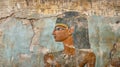 Egyptian wall fresco, painting of God or pharaoh from Ancient Egypt, fiction view Royalty Free Stock Photo