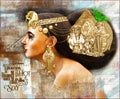Egyptian woman, beautiful fantasy digital art scene with pyramid, sphinx, uraeus exuding the beauty,wealth and uniqueness of Egypt