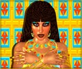 Egyptian woman's face, close up, colorful digital art style.