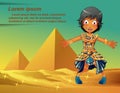 Egyptians character on Pyramids background.