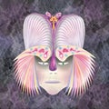 Egzotic warrior helmet colored feathers Royalty Free Stock Photo