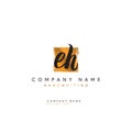 EH initial logo in the brushed texture square background Royalty Free Stock Photo