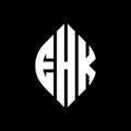 EHK circle letter logo design with circle and ellipse shape. EHK ellipse letters with typographic style. The three initials form a Royalty Free Stock Photo
