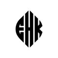 EHK circle letter logo design with circle and ellipse shape. EHK ellipse letters with typographic style. The three initials form a Royalty Free Stock Photo