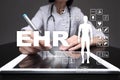 EHR, EMR, Electronic health record. Medical and technology concept. Royalty Free Stock Photo