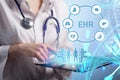 EHR, EMR, Electronic health record. Medical and technology concept Royalty Free Stock Photo