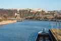 Ehrenbreitstein Fortress panoramic view in Koblenz. Koblenz is city on Rhine, joined by Moselle river Royalty Free Stock Photo