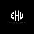 EHU letter logo design with polygon shape. EHU polygon and cube shape logo design. EHU hexagon vector logo template white and Royalty Free Stock Photo