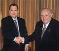 Ehud Barak and Suleyman Demirel in Jerusalem in 1999