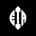 EIA circle letter logo design with circle and ellipse shape. EIA ellipse letters with typographic style. The three initials form a