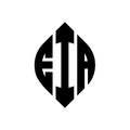 EIA circle letter logo design with circle and ellipse shape. EIA ellipse letters with typographic style. The three initials form a