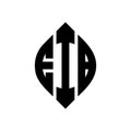 EIB circle letter logo design with circle and ellipse shape. EIB ellipse letters with typographic style. The three initials form a Royalty Free Stock Photo