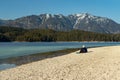 Eibsee, Germany, March 31, 2019: tourists enjoying the beautiful weather at eibsee near grainau