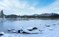 Eibsee lake (Germany) winter panorama Royalty Free Stock Photo