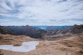 Eibsee lake on top Zugspitze in the Wetterstein mountain, Experienced peoples hiking advenure under beautiful sky of Alpen Royalty Free Stock Photo
