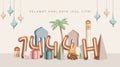 Eid Mubarak Poster Design Vector Illustration