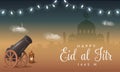 Eid Mubarak Poster Design with 3D Realistic Canon