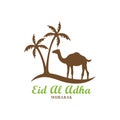 camel animal islamic element design, palm tree, minimal logo, eid al adha ornamental, religion vector