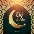 Eid Al Adha background, gold and green colors.