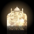 Eid Al Adha background with low poly mosque design