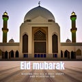 Eid al-adha 2023,eid Al Adha Mubarak,eid quotes with mosque background Royalty Free Stock Photo