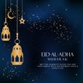Eid Al Adha. Eid mubarak islamic greeting card , poster. Vector Illustration Royalty Free Stock Photo