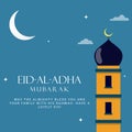 Eid Al Adha. Eid mubarak islamic greeting card , poster. Vector Illustration Royalty Free Stock Photo