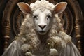 Eid Al Adha. Festival sheep beautiful with light and flower background AI Generative.