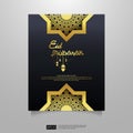 Eid al Adha or Fitr Mubarak islamic greeting card, cover, flyer design. abstract mandala with pattern ornament and hanging lantern Royalty Free Stock Photo