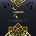 Eid al Adha or Fitr Mubarak islamic greeting card design. abstract mandala with pattern ornament and hanging lantern element. back Royalty Free Stock Photo