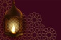 Eid al adha illustration with realistic lamp. National pattern. Gold colour. Vector illustration design