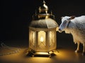 Eid al Adha lantern and lamb 3d rendering islamic background