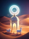 Eid-al-Adha Lantern with the magic light on it