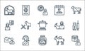 Eid al adha line icons. linear set. quality vector line set such as hajj, meats, hajj, goat, man, arab man, goat, calendar,