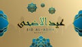 Eid al adha mubarak the celebration of muslim community festival background, banner, greeting design with gradient blue tosca and Royalty Free Stock Photo